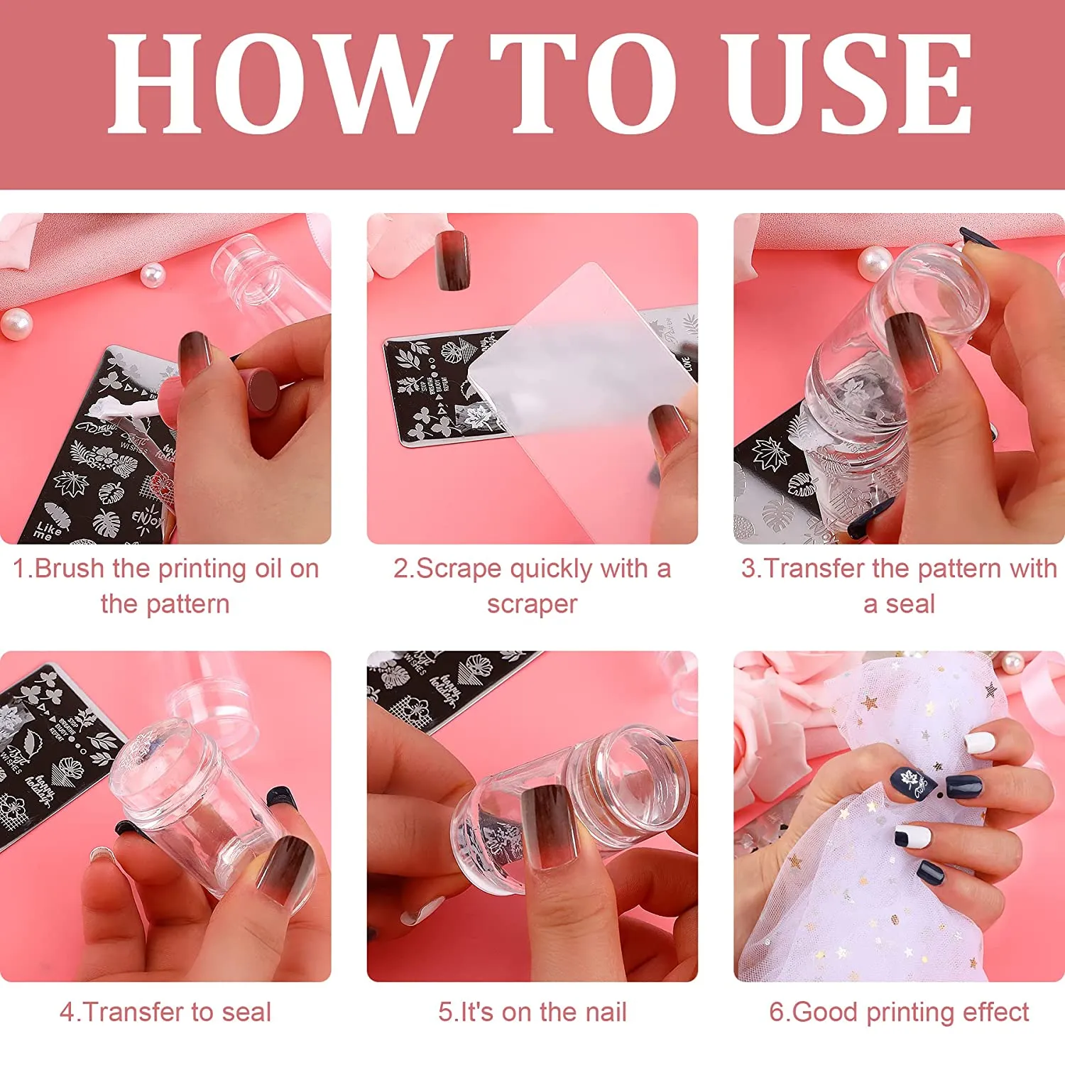 Fofosbeauty 2 Set Double Sided Nail Art Stamper for DIY Nail Art Tool