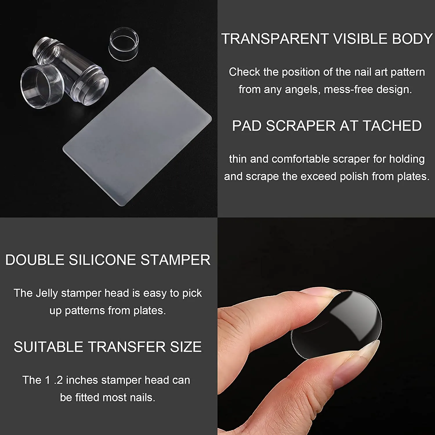 Fofosbeauty 2 Set Double Sided Nail Art Stamper for DIY Nail Art Tool