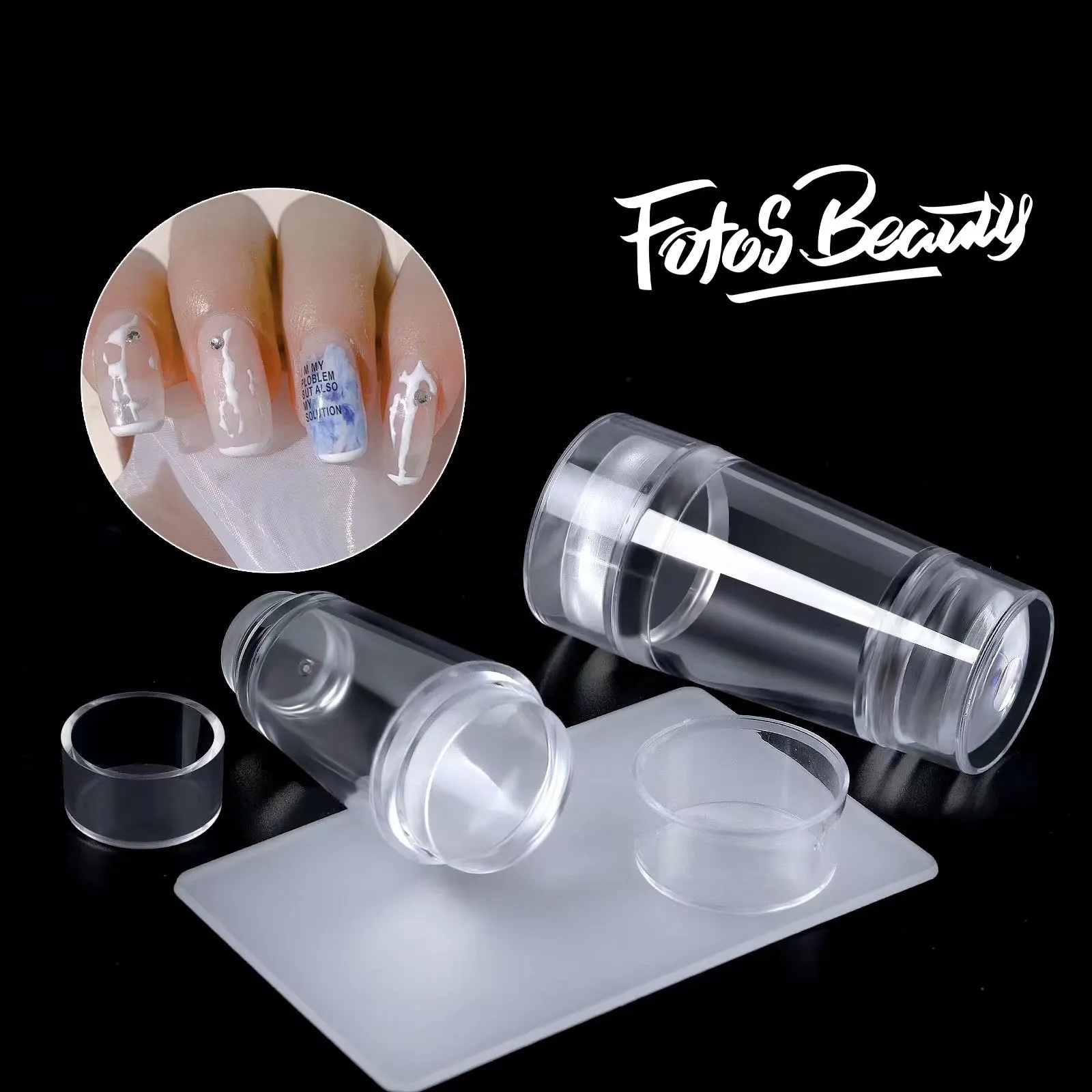 Fofosbeauty 2 Set Double Sided Nail Art Stamper for DIY Nail Art Tool