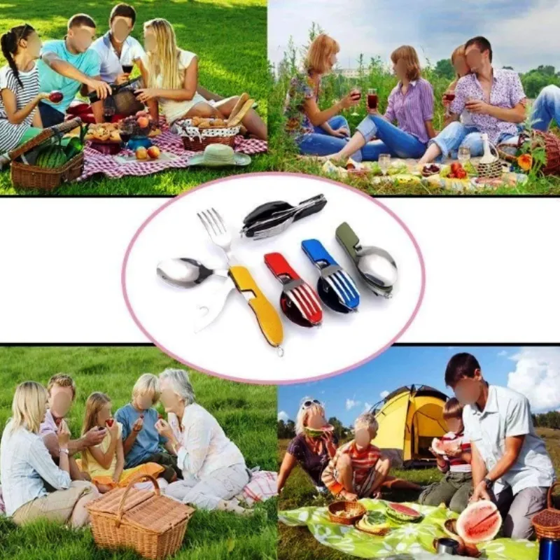 Four-In-One Folding Camping Tableware