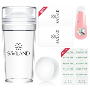 French Tip Stamp: 14PCS French Tip Nail Tool with Replaceable Stamper Head, Clear Silicone Nail Stamper Kit French Nail Stamper with Scrapers for French Manicure Tool Home DIY Nail Art Salon