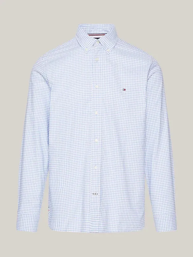 Gingham Check Regular Oxford Shirt in Cloudy Blue