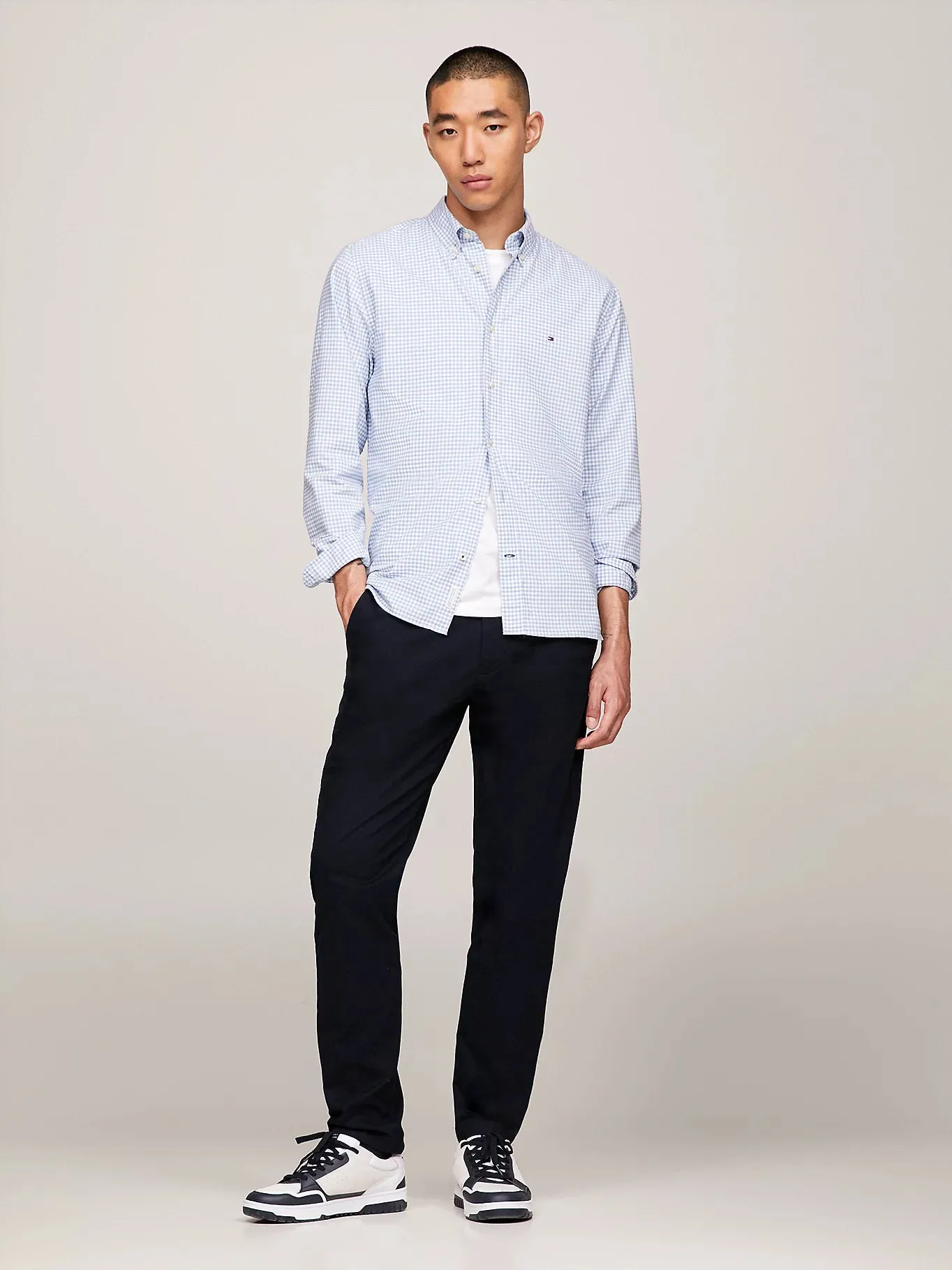 Gingham Check Regular Oxford Shirt in Cloudy Blue