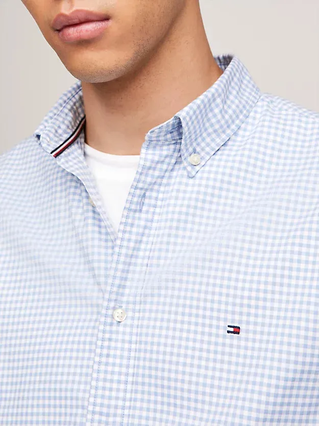 Gingham Check Regular Oxford Shirt in Cloudy Blue