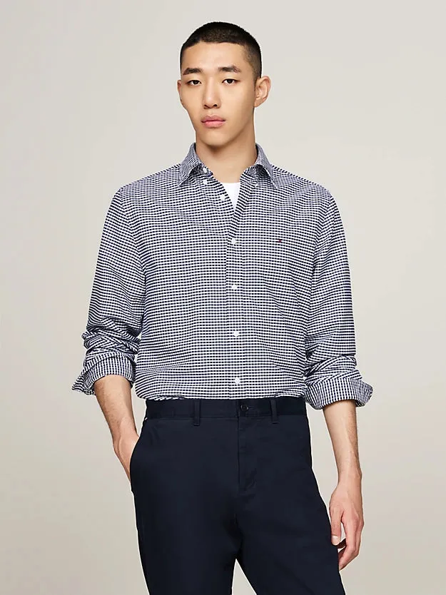 Gingham Oxford Shirt in Navy