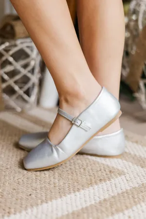 Girls: The Noelle Silver Mary Jane Flats