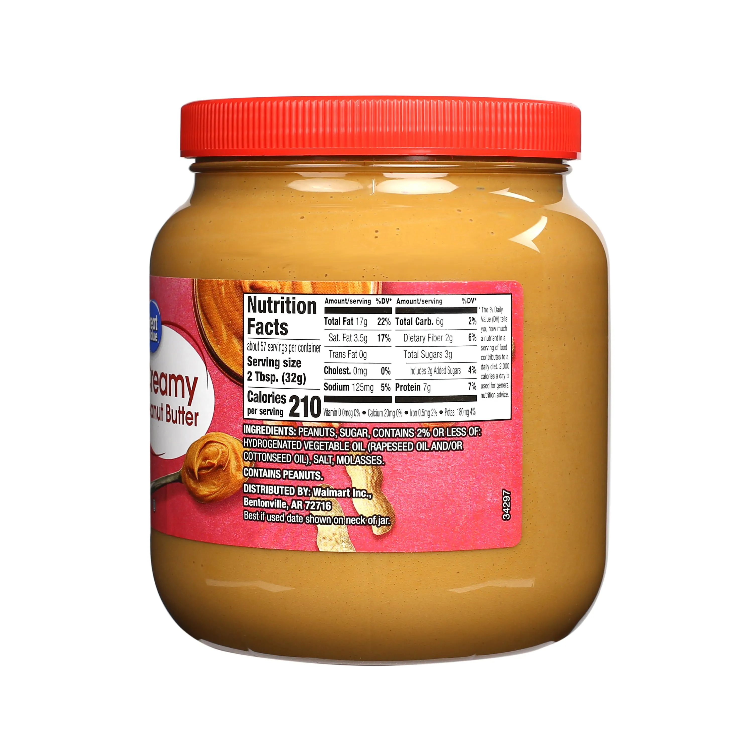 Great Value Creamy Peanut Butter, 64 oz FREE AND FAST SHIPPING