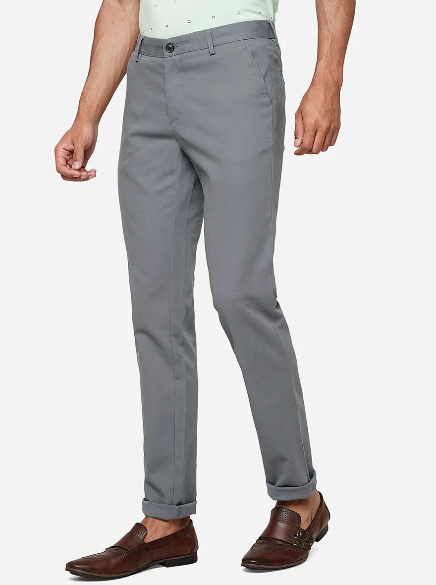 Grey Solid Uno Fit Casual Trouser | JadeBlue
