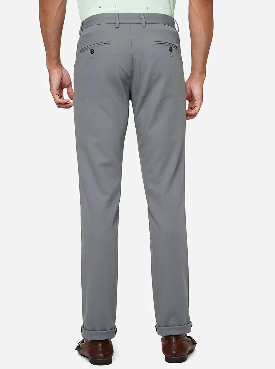 Grey Solid Uno Fit Casual Trouser | JadeBlue