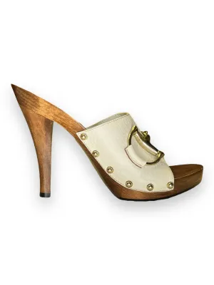 Gucci Leather and Wood Sandals