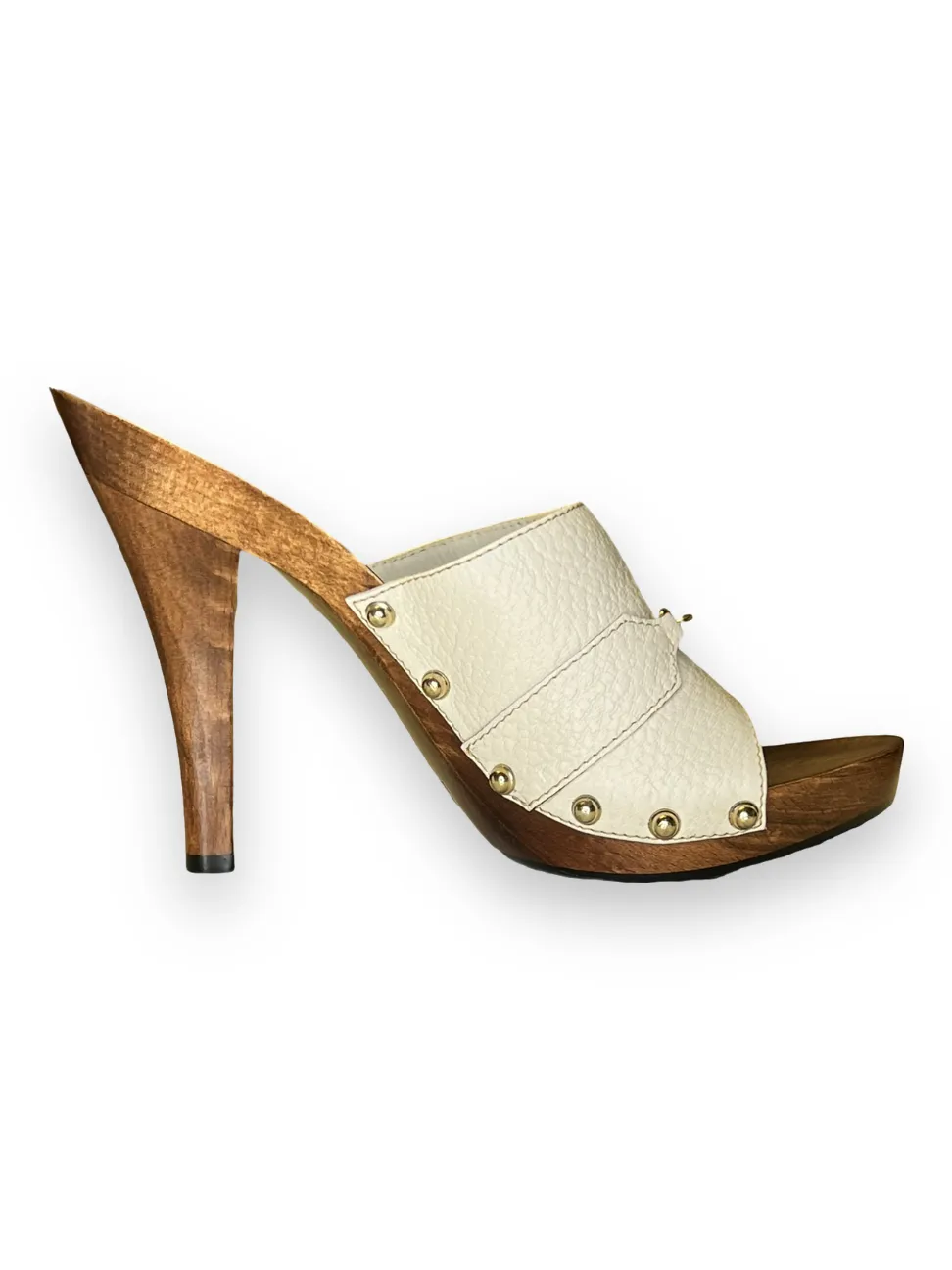 Gucci Leather and Wood Sandals