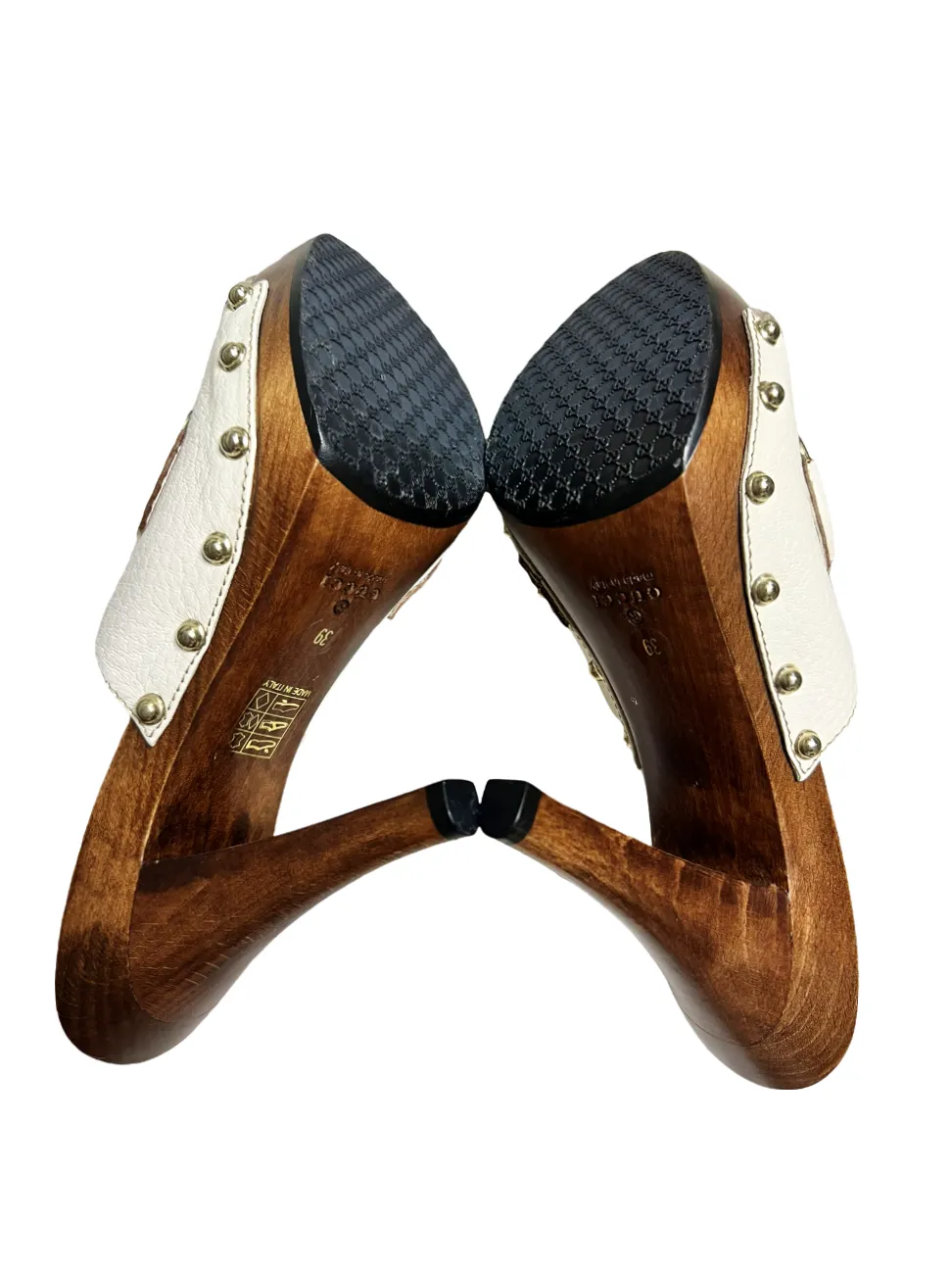 Gucci Leather and Wood Sandals