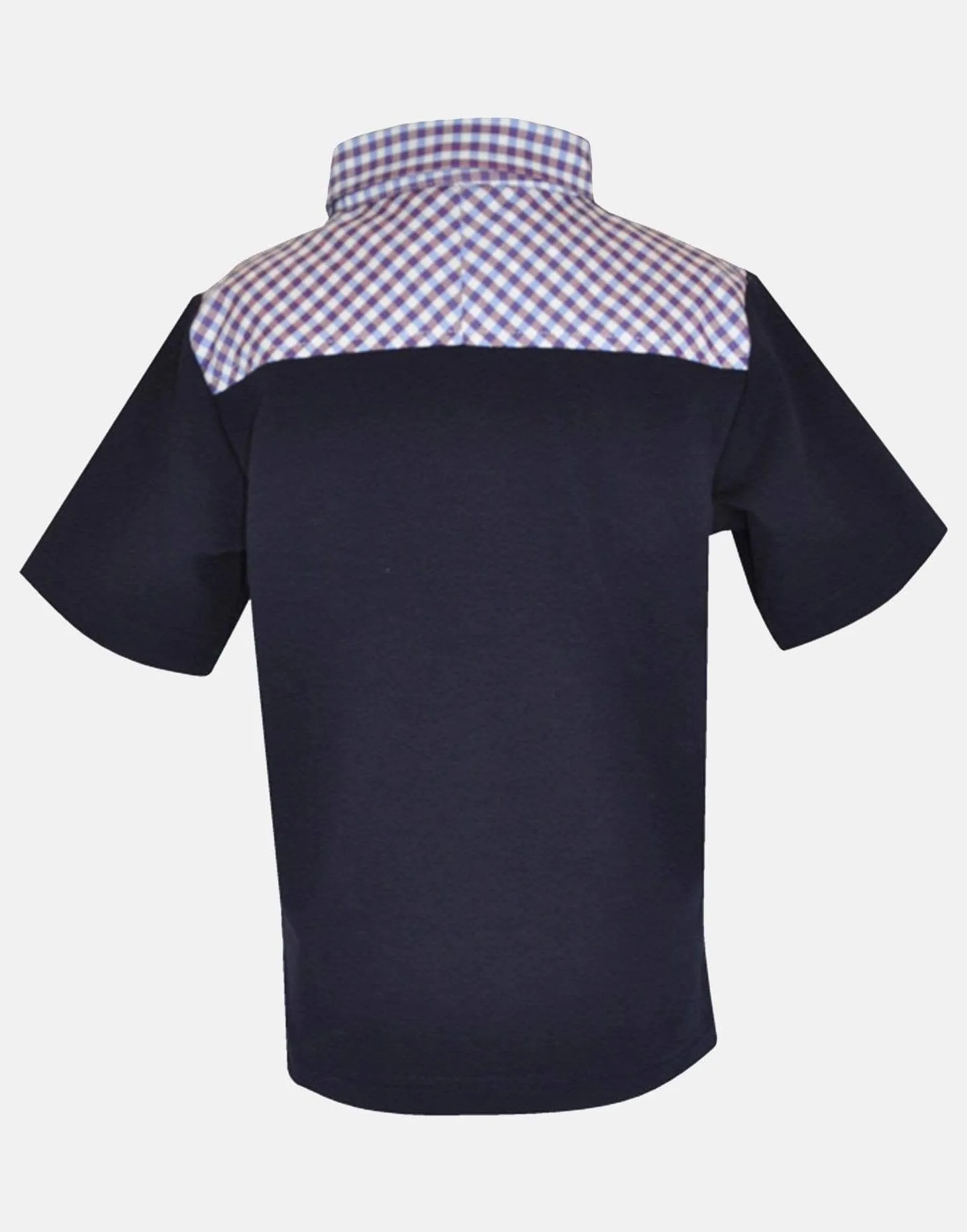 Harold: Navy gingham trim polo