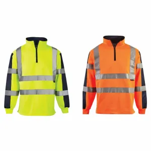 HI VIS VIZ TWO TONE RUGBY SHIRT SWEATSHIRT SAFETY SECURITY WORK WEAR JUMPER TOP