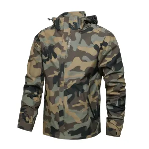 Hikevitang Mens Lightweight Waterproof Rain JacketShell Hooded Outdoor Raincoat Hiking Windbreake jacket(R6226-Camo-AG-XL)