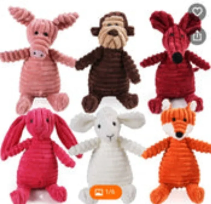 'Jelly cat' Corded dog puppy chew toys, active play fetch squeaker soft plush