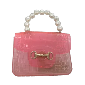 Jelly Clear Pearl Handle Purse