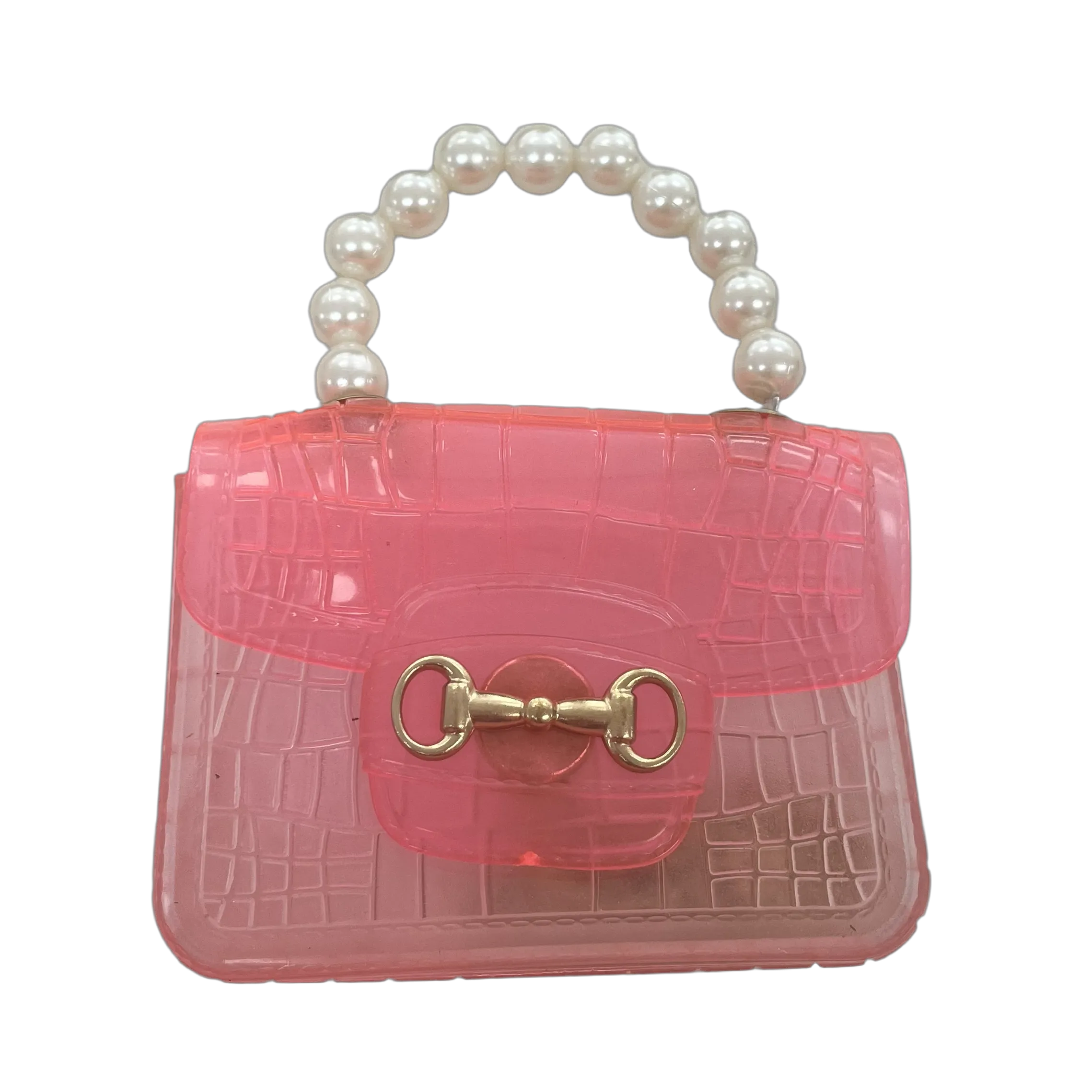Jelly Clear Pearl Handle Purse