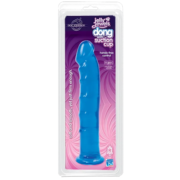 Jelly Jewels Dong With Suction Cup 8 Inch - Blue