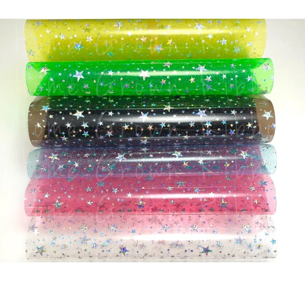 Jelly Stars with Glitter Waterproof Sheets - Pink - Clear - Yellow - Green - Blue - Black