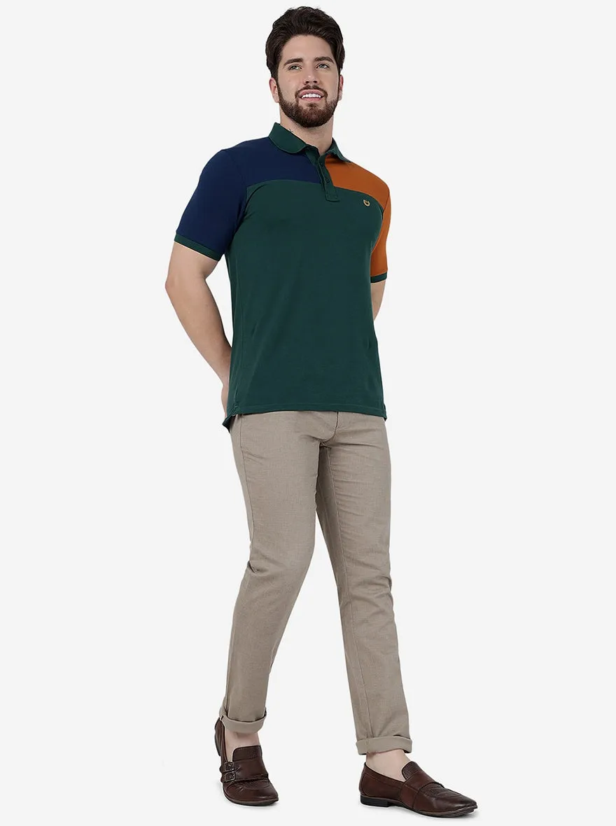 Khaki Solid Uno Fit Casual Trouser | JadeBlue