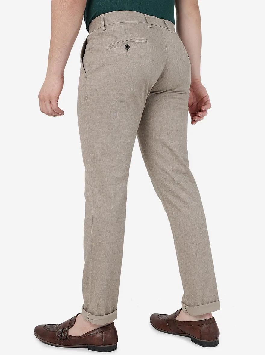Khaki Solid Uno Fit Casual Trouser | JadeBlue