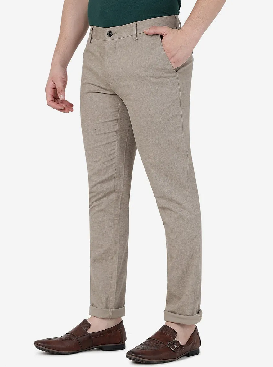 Khaki Solid Uno Fit Casual Trouser | JadeBlue