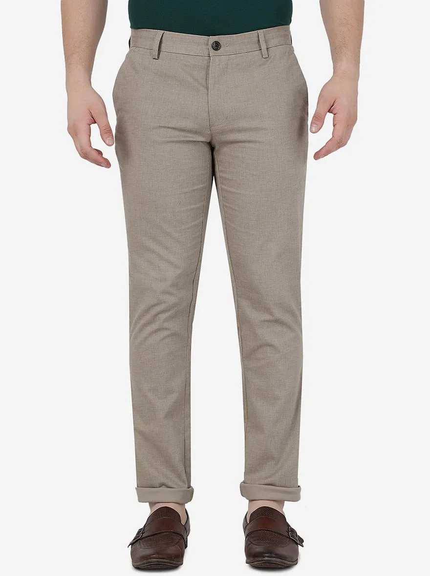 Khaki Solid Uno Fit Casual Trouser | JadeBlue