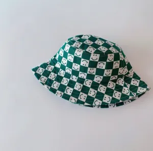 Kids Check Smiley Hat Green