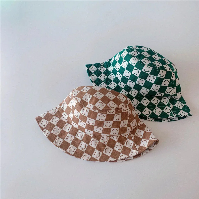 Kids Check Smiley Hat Green