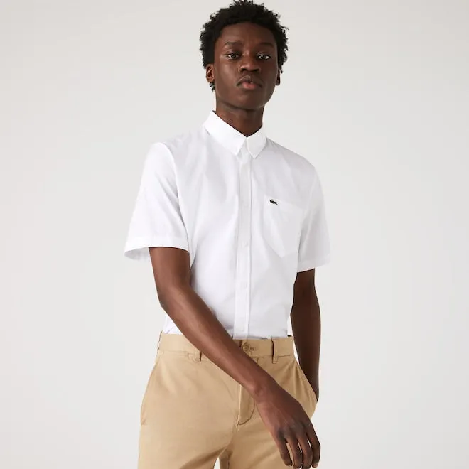 Lacoste CH0219 Oxford Cotton Short Sleeve Shirt 001 White