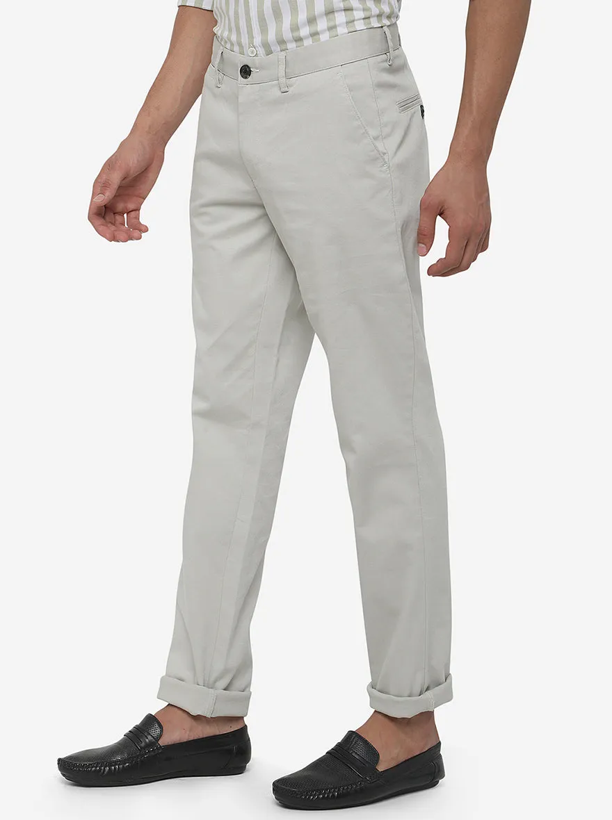 Light Grey Solid Uno Fit Casual Trouser | JadeBlue