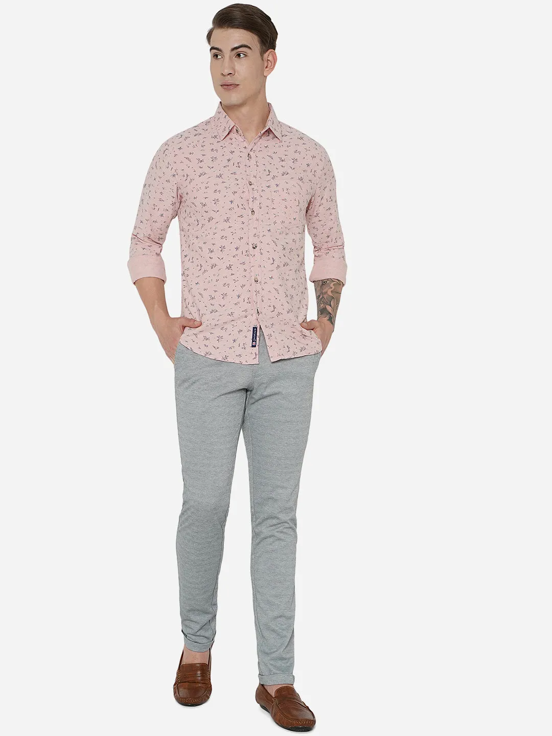 Light Grey Solid Venice Fit Casual Trouser | JadeBlue