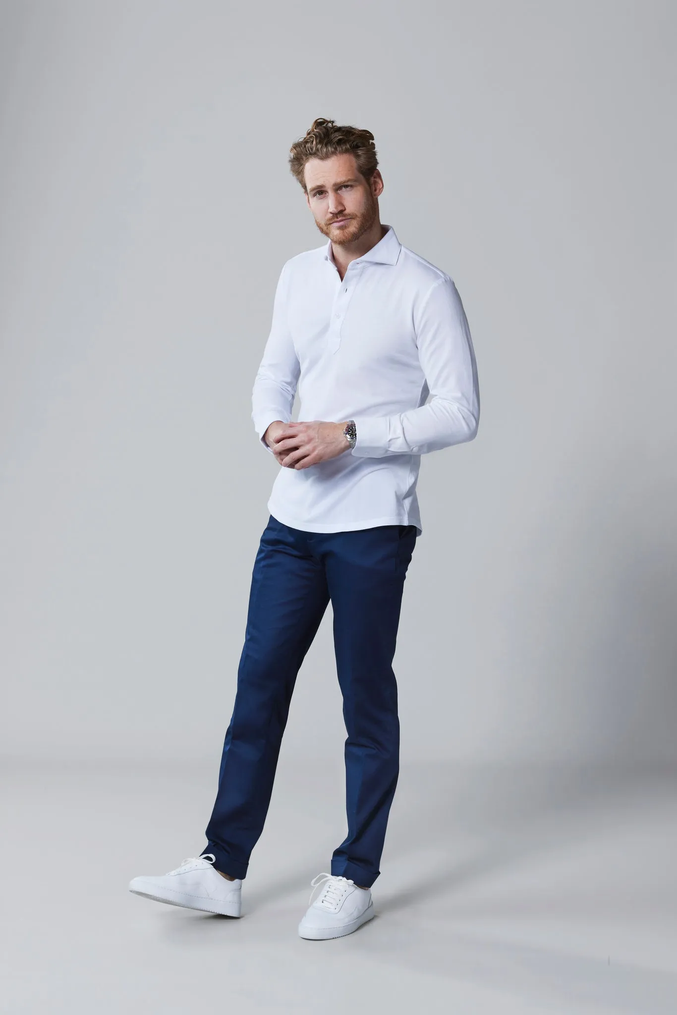 Longsleeve Polo White