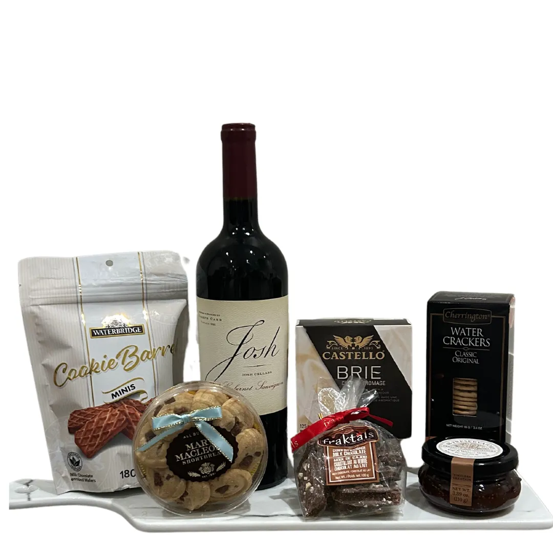 Marble Board Wine & Cheese Basket