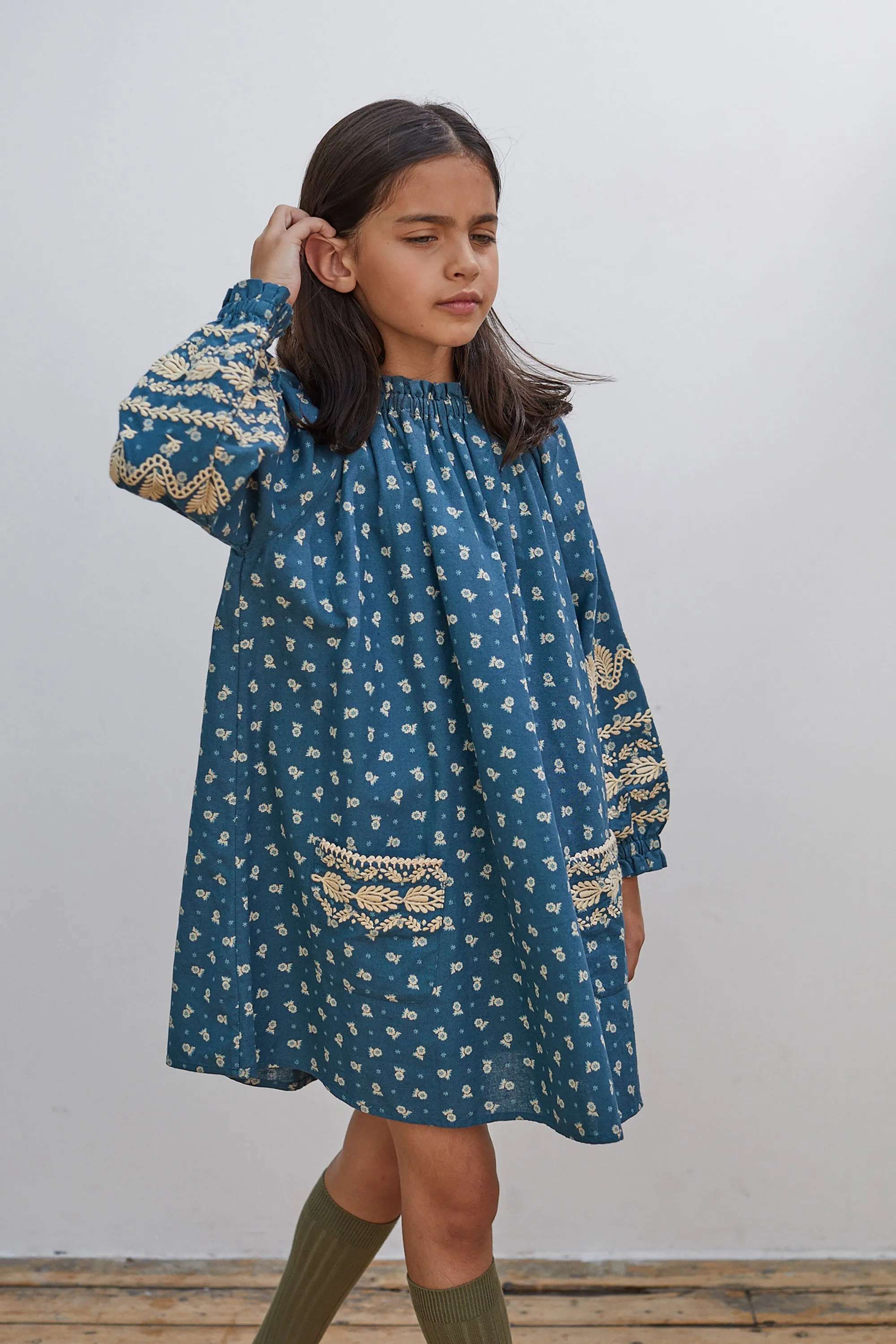 'Meera' Dress - Pansy Garden Lake