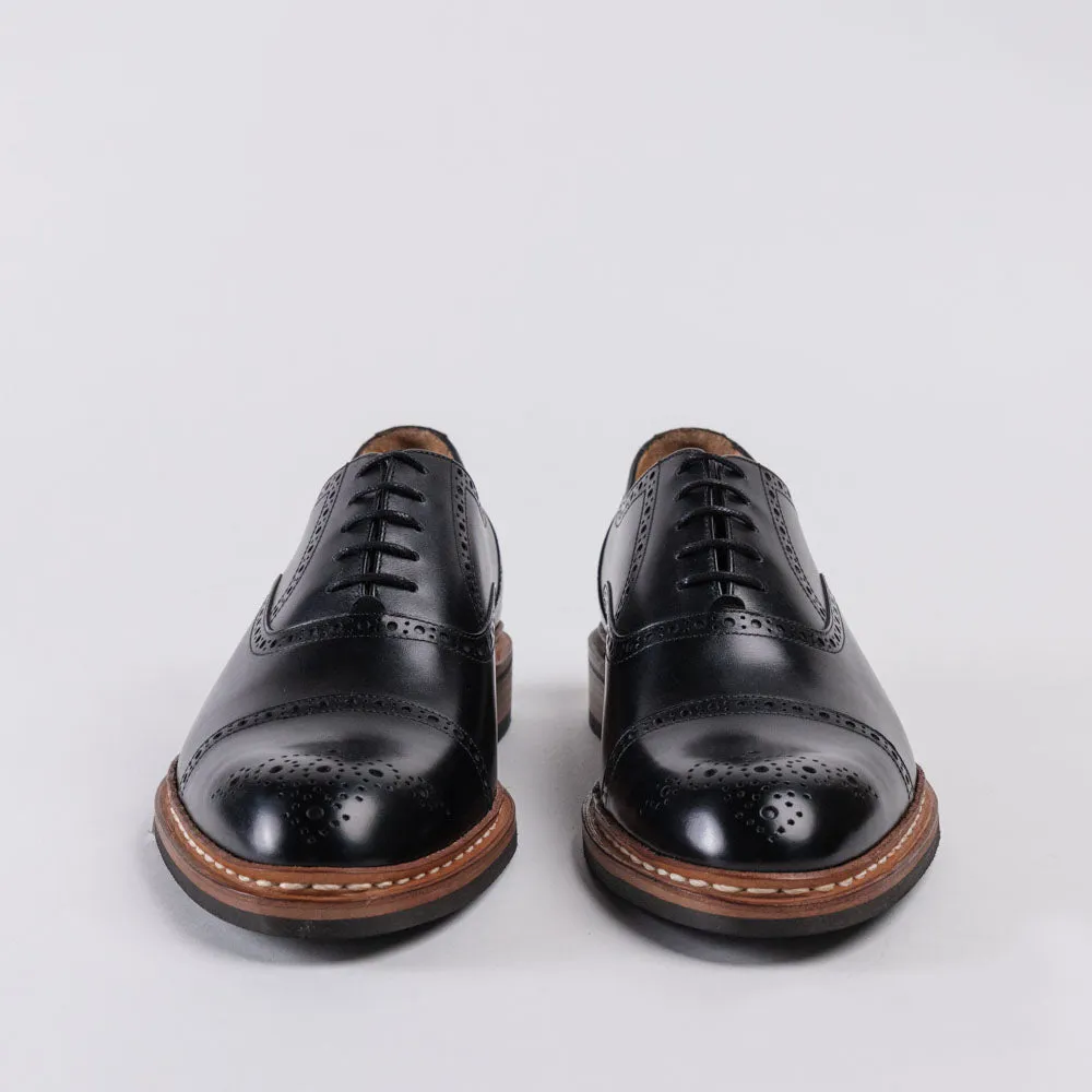 Men's Leather Full Brogue Oxford Shoes - Black