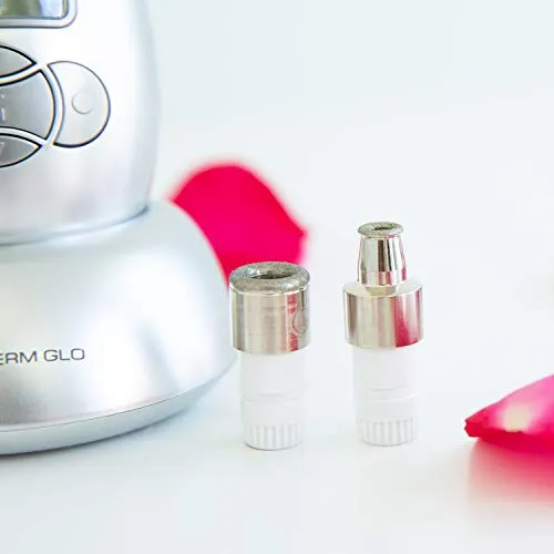 Microderm GLO Complete Skincare Package Includes Diamond Microdermabrasion System, Premium, Fine, Massage Tips, 10mm Filters 100 pack, Peptide Complex Serum & Sonic Facial Cleansing Brush (Silver)