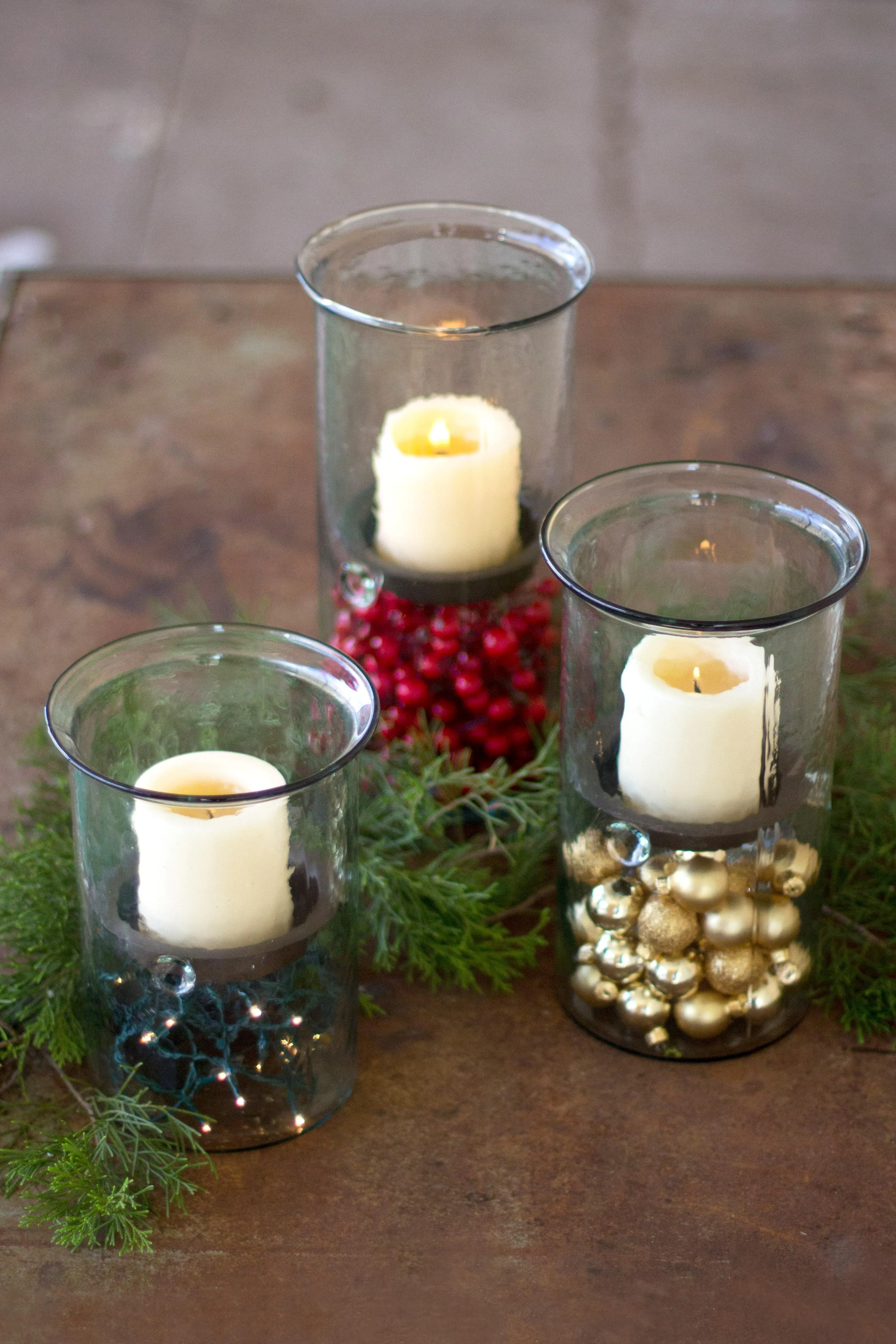 Mini Glass Candle Cylinders with Rustic Insert \ Large