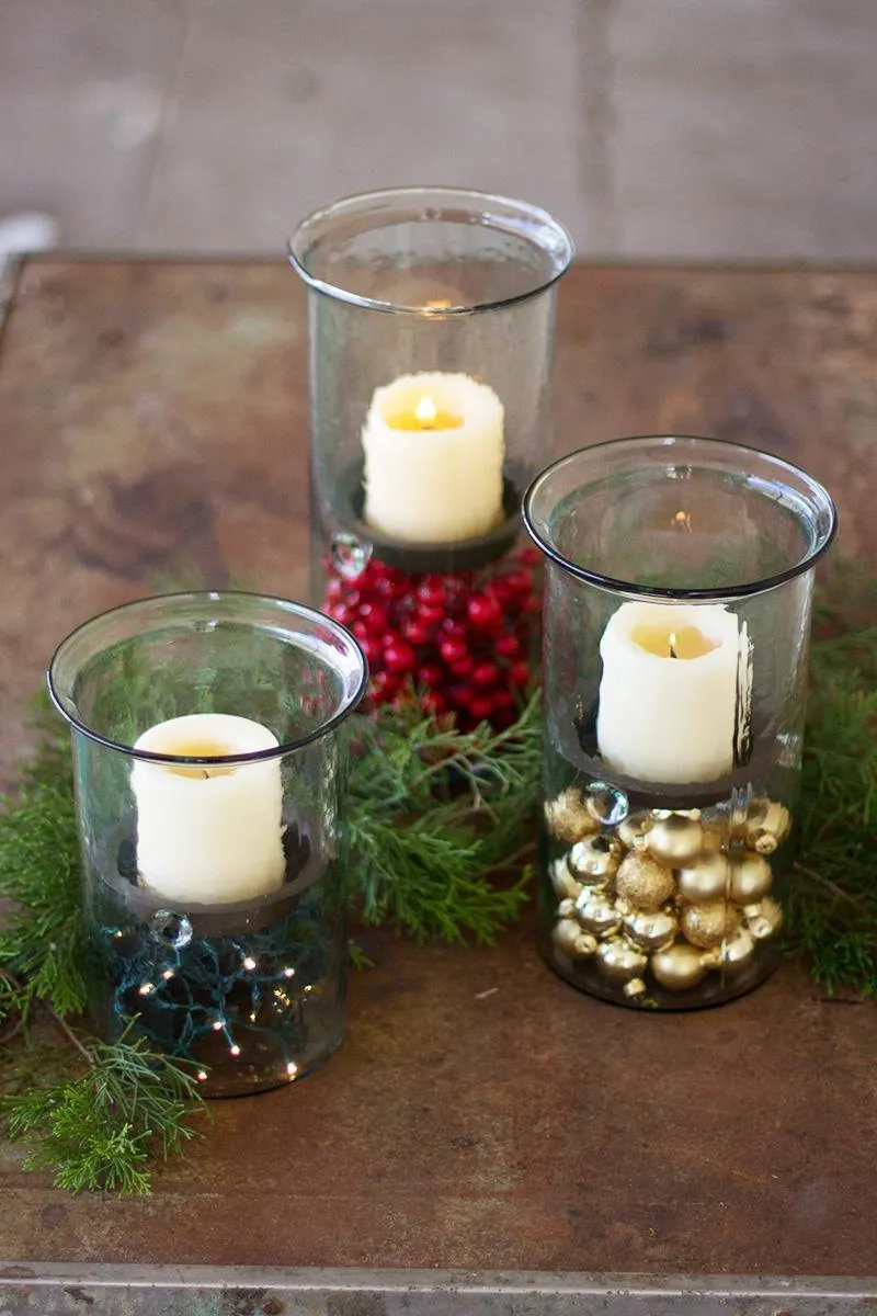 Mini Glass Candle Cylinders with Rustic Insert \ Small
