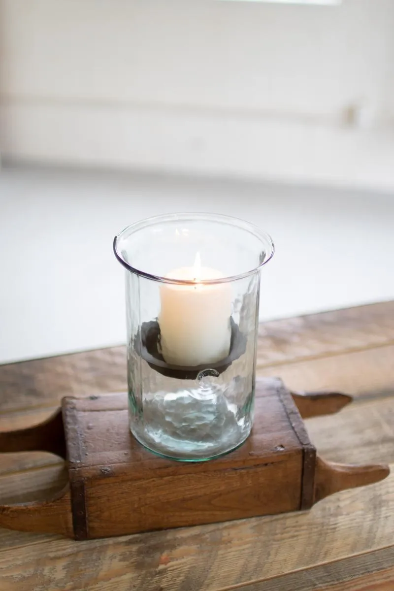 Mini Glass Candle Cylinders with Rustic Insert \ Small