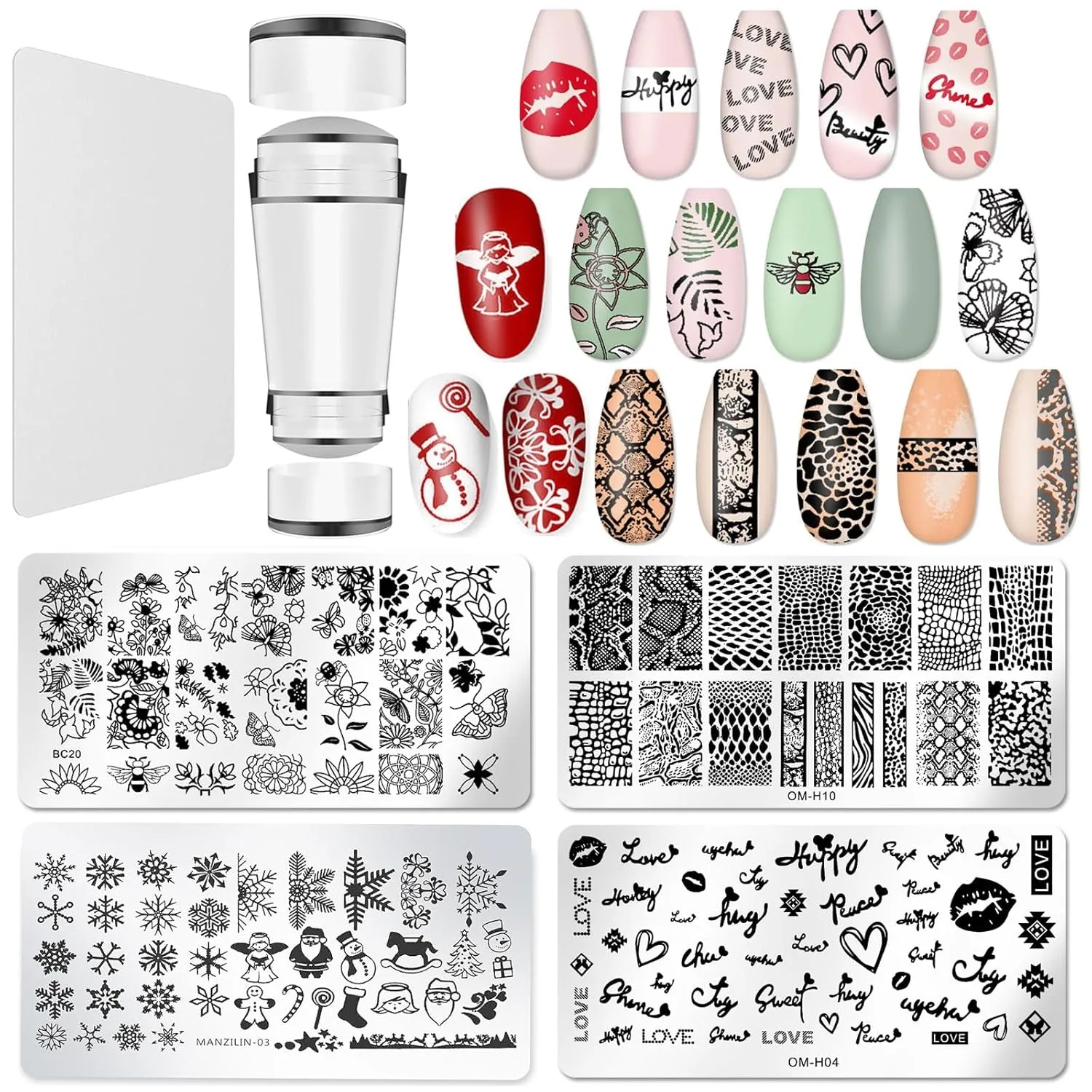 Nail Art Stamper, Clear Silicone Stamping Jelly with Scraper, Transparent Visible Body, No Misplacement for DIY Nail Decor, Home Manicure Starter Tool Salon, French Tip Stamp, 200-Time Using (Clear)