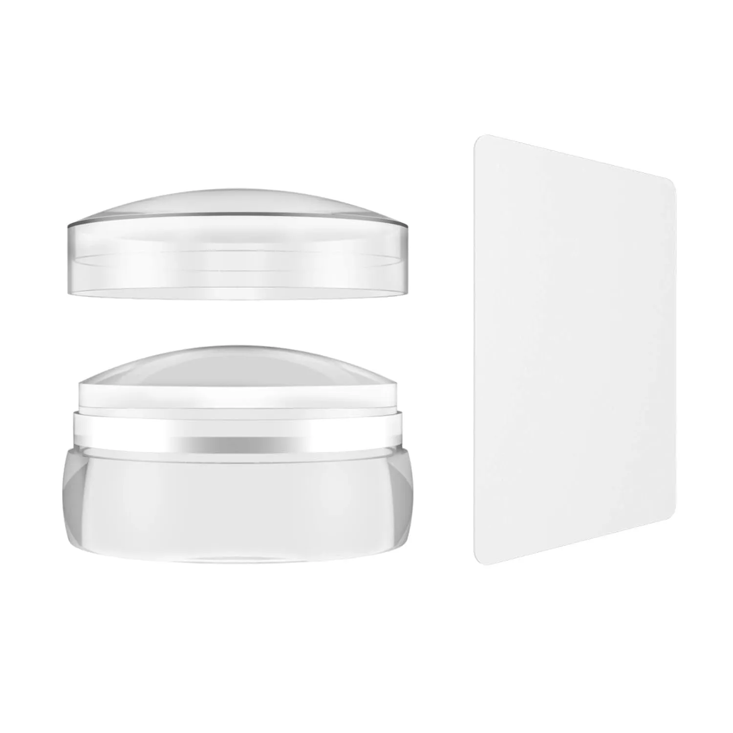 Nail Art Stamper, Clear Silicone Stamping Jelly with Scraper, Transparent Visible Body, No Misplacement for DIY Nail Decor, Home Manicure Starter Tool Salon, French Tip Stamp, 200-Time Using (Clear)