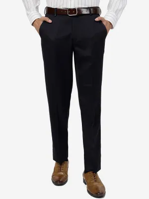 Navy Blue Solid Slim Fit Formal Trouser | JB Studio