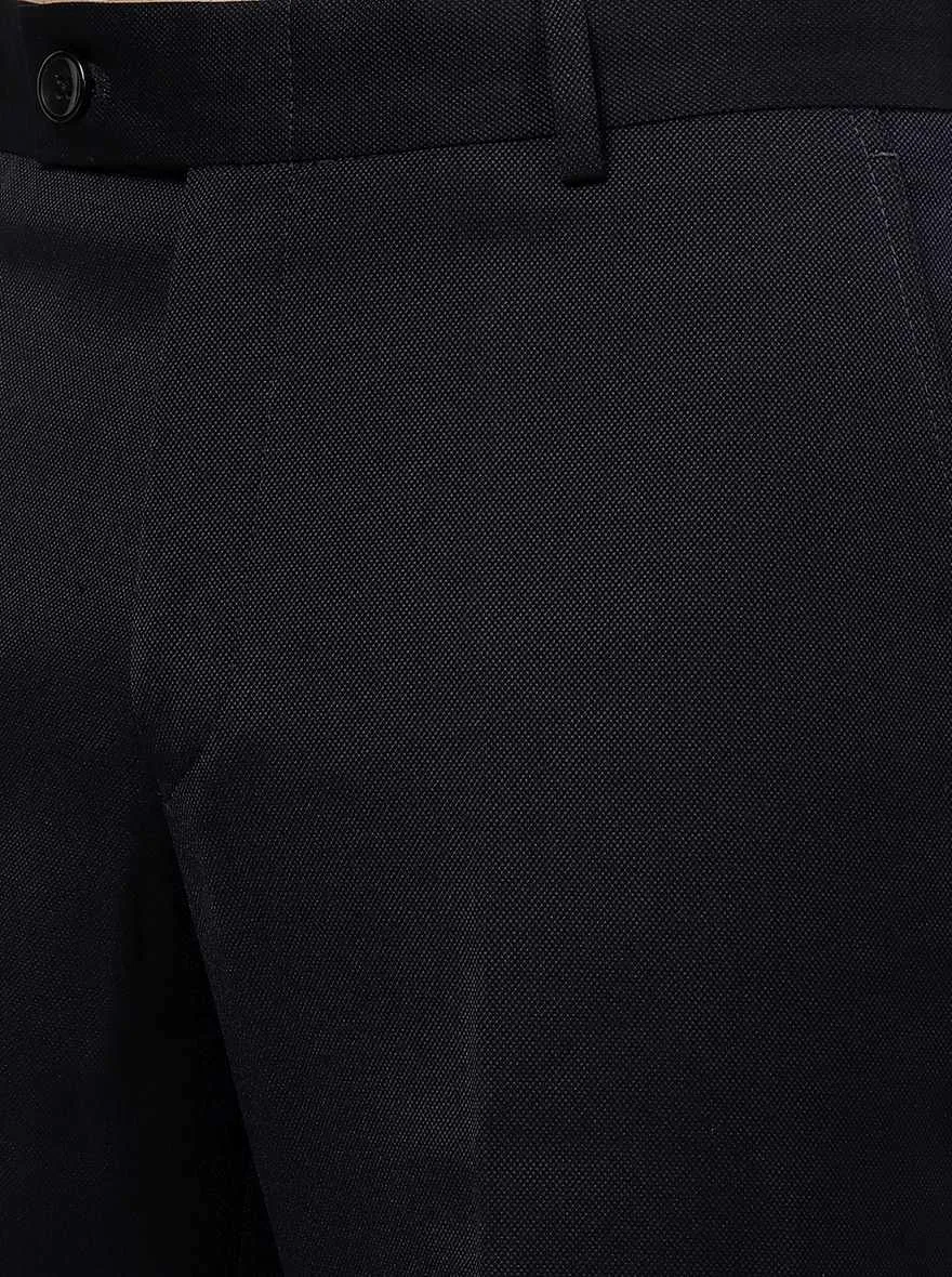 Navy Blue Solid Slim Fit Formal Trouser | JB Studio