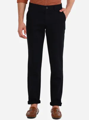 Navy Blue Solid Uno Fit Casual Trouser | JadeBlue