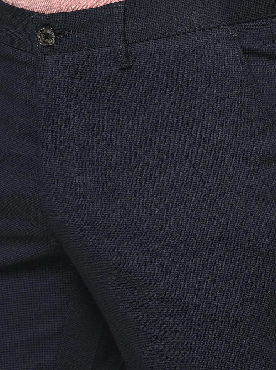 Navy Blue Solid Uno Fit Casual Trouser | JadeBlue
