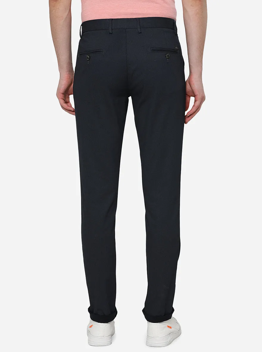 Navy Blue Solid Uno Fit Casual Trouser | JadeBlue