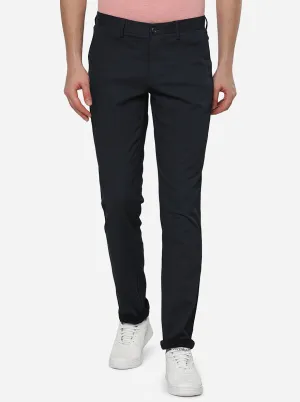 Navy Blue Solid Uno Fit Casual Trouser | JadeBlue