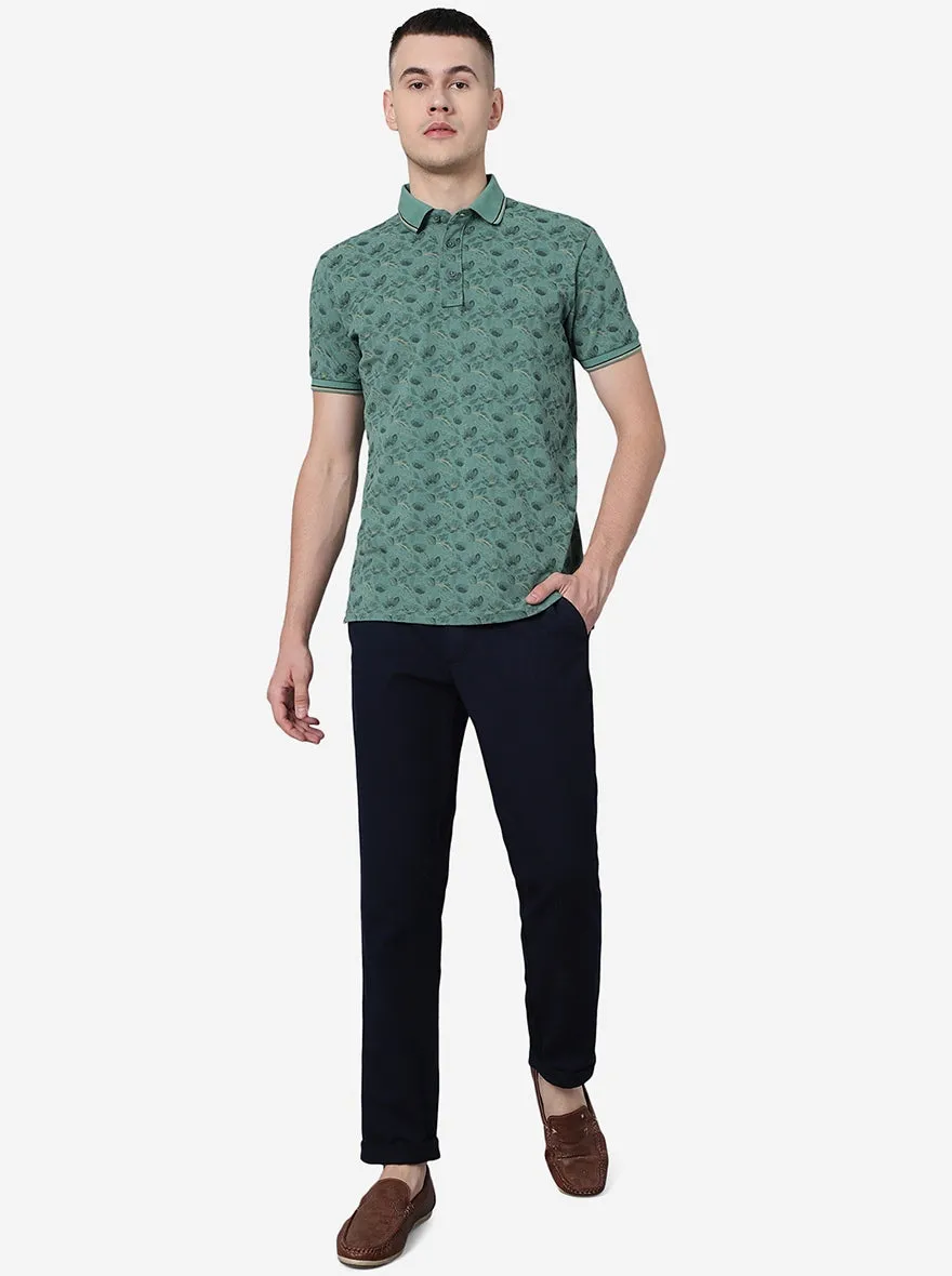 Navy Blue Solid Uno Fit Casual Trouser | JadeBlue